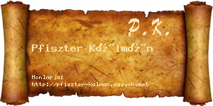 Pfiszter Kálmán névjegykártya